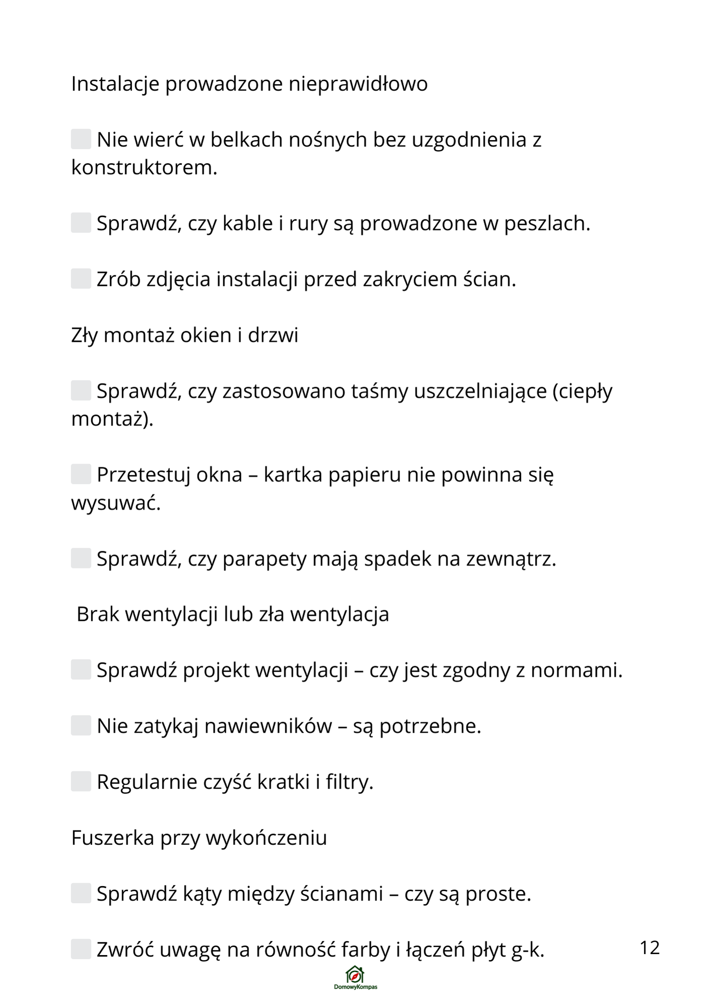 CHECKLISTA - DOM SZKIELETOWY
