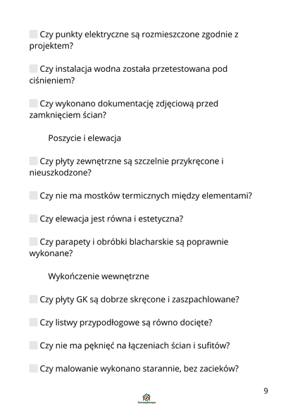 CHECKLISTA - DOM SZKIELETOWY